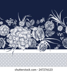 Vector seamless pattern. Background for for fabrics, textiles, paper, wallpaper, web pages, wedding invitations. Vintage style. Floral ornament.