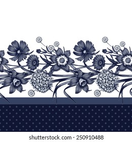 Vector seamless pattern. Background for for fabrics, textiles, paper, wallpaper, web pages, wedding invitations. Vintage style. Floral ornament.