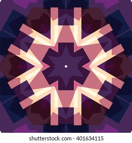 Vector seamless pattern background, geometrical shapes and multiple color. Illustration with high contrast. Kaleidoscope backdrop. Modern banner design template, vector illustration. 