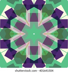 Vector seamless pattern background, geometrical shapes and multiple color. Illustration with high contrast. Kaleidoscope backdrop. Modern banner design template, vector illustration. 