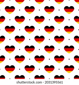 Vector seamless pattern background with german heart-shaped flags and dots for Unity Day and other national holidays design.