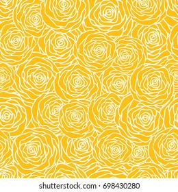 Vector seamless pattern background with gold outline stylized roses. Beautiful floral background. Can be used for textile, website background, book cover, packaging, wedding invitation