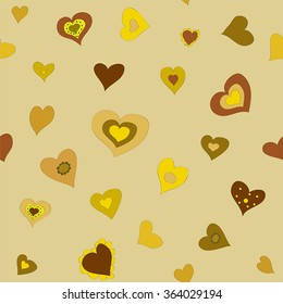 Vector seamless pattern background with golden hearts. For wallpaper, backgrounds, decoration for your design, page fill and more.