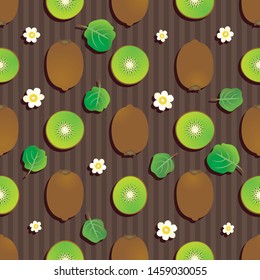 Vector seamless pattern background, with green kiwifruit