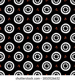 Vector seamless pattern background for Halloween design with staring eyes, eyeballs and dots.