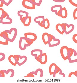 Vector seamless pattern background with hand drawn bright whimsical hearts. Happy Valentine's Day. Happy Birthday. Happy Women's Day.