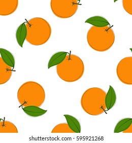 Vector seamless pattern background with hand drawn oranges in vintage style. On white. Use for textile, fabric, paper, web, page, wallpaper etc.