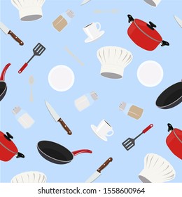 Vector Seamless Pattern Background, Kitchen and Cheff Themed