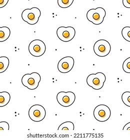 Vector seamless pattern background with linear, doodle style eggs and dots.


