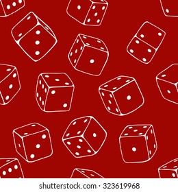 Vector Seamless Pattern Background of Lineart Dices