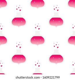 Vector seamless pattern background with love potion for Valentines Day design.