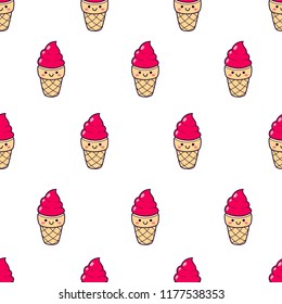 Vector seamless pattern, background. Lovely ice cream. Template for printing, web design, clothing, advertising, textiles