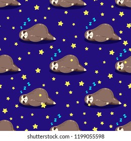 Vector seamless pattern, background. Lovely sloths. Template for printing, web design, clothing, advertising, textiles