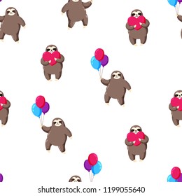 Vector seamless pattern, background. Lovely sloths. Template for printing, web design, clothing, advertising, textiles
