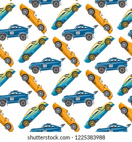 Vector seamless pattern background luxury car transportation detailed auto business transport design.