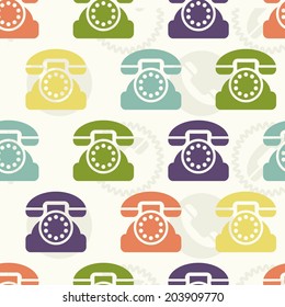 Vector seamless pattern (background) with old phones