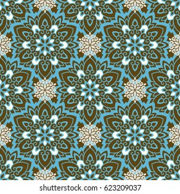 Vector seamless pattern background on the basis of a mandala design. Elegant luxury texture for wallpapers, backgrounds and page fill.