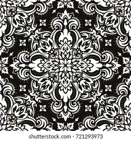 Vector seamless pattern background on the basis of a mandala design. Elegant luxury texture for wallpapers, backgrounds and page fill.