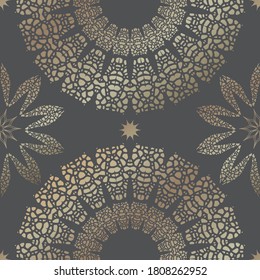 Vector seamless pattern background. Oriental style. Eastern ornament. Foil decoration.