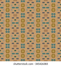 Vector seamless pattern or background out of different shapes. Fabric, cloth design, wallpaper, tablecloth, wrapping.