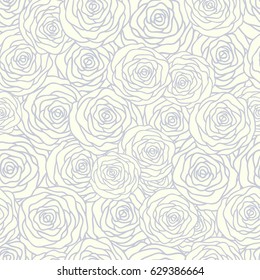 Vector seamless pattern background with outline stylized roses. Beautiful floral background. Can be used for textile, website background, book cover, packaging, wedding invitation