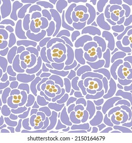 Vector seamless pattern background with pastel bold abstract hand drawn flowers