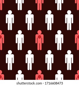 Vector seamless pattern background with people, showing importance of social isolation during coronavirus.