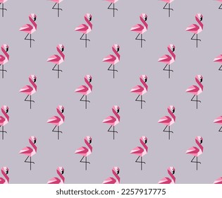 Vector seamless pattern background with pink flamingo.