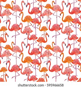 Vector seamless pattern background with pink flamingo.