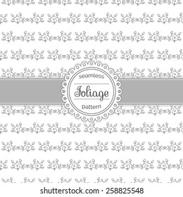 Vector seamless pattern. Seamless background with plants. Flat ornament. Linear floral pattern. Spring pattern. Vintage decor for textile, wallpaper, background. Contours of liana with leaves. 