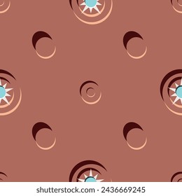 Vector seamless pattern background: Push The Button. The rigor of this diagonal pattern of 3D-dots is broken up by tiny stars. Part of Rivets And Dots collection.