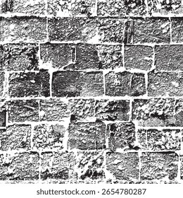 Vetor padrão sem emenda ou fundo com parede de tijolo realista, pedra. Sobre a construção, serviços funerários. Rocha velha com buracos. Papel de parede, azulejo, tecido, lápide, memorial. Sem ai