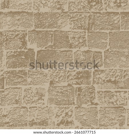 Vector seamless pattern or background with realistic brick wall, stone. On the theme of construction, funeral services. Old shell rock with holes. Wallpaper, tile, fabric, tombstone,  memorial. No ai