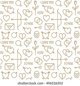 Vector seamless pattern background with romantic love outline icons 1
