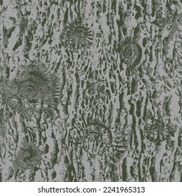 vector seamless pattern background with sea stone texture with imprints of shells of ancient ammonite shells. Suitable for wallpaper design, wrapping paper, fabric