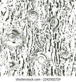 vector seamless pattern background with sea stone texture with imprints of shells of ancient ammonite shells. Suitable for wallpaper design, wrapping paper, fabric