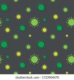 Vector seamless pattern. Background for sites and banners. For news about covid-19. Grey and green. EPS 10. Sticker
