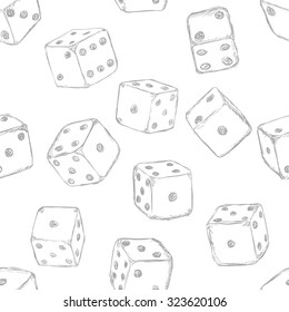 Vector Seamless Pattern Background of Sketch Dices