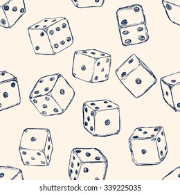 Vector Seamless Pattern Background of Sketch Dices