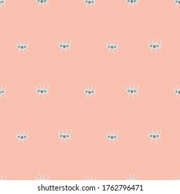 Vector seamless pattern background with spying eyes. Pink background.