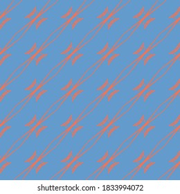 Vector seamless pattern background texture with geometric shapes, colored in blue and orange colors.