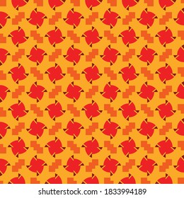 Vector seamless pattern background texture with geometric shapes, colored in red, orange and yellow colors.