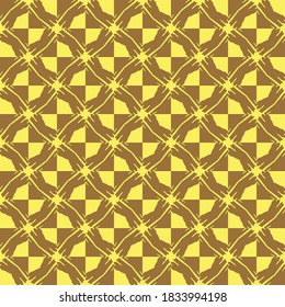 Vector seamless pattern background texture with geometric shapes, colored in yellow and brown colors.