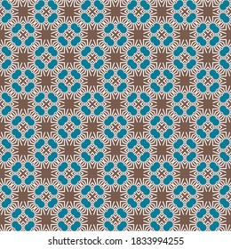 Vector seamless pattern background texture with geometric shapes, colored in brown, blue and white colors.