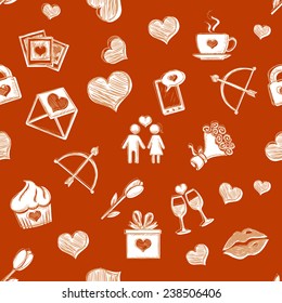 Vector Seamless Pattern Background for Valentines Day.White and Red Colors.