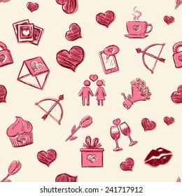 Vector Seamless Pattern Background for Valentines Day