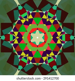 Vector seamless pattern backgroundgeometrical shapes and multiple color. Illustration with high contrast. Kaleidoscope backdrop. Modern banner design template, vector illustration. 