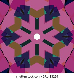 Vector seamless pattern backgroundgeometrical shapes and multiple color. Illustration with high contrast. Kaleidoscope backdrop. Modern banner design template, vector illustration. 