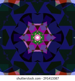 Vector seamless pattern backgroundgeometrical shapes and multiple color. Illustration with high contrast. Kaleidoscope backdrop. Modern banner design template, vector illustration. 