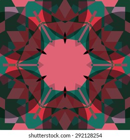 Vector seamless pattern backgroundgeometrical shapes and multiple color. Illustration with high contrast. Kaleidoscope backdrop. Modern banner design template, vector illustration. 